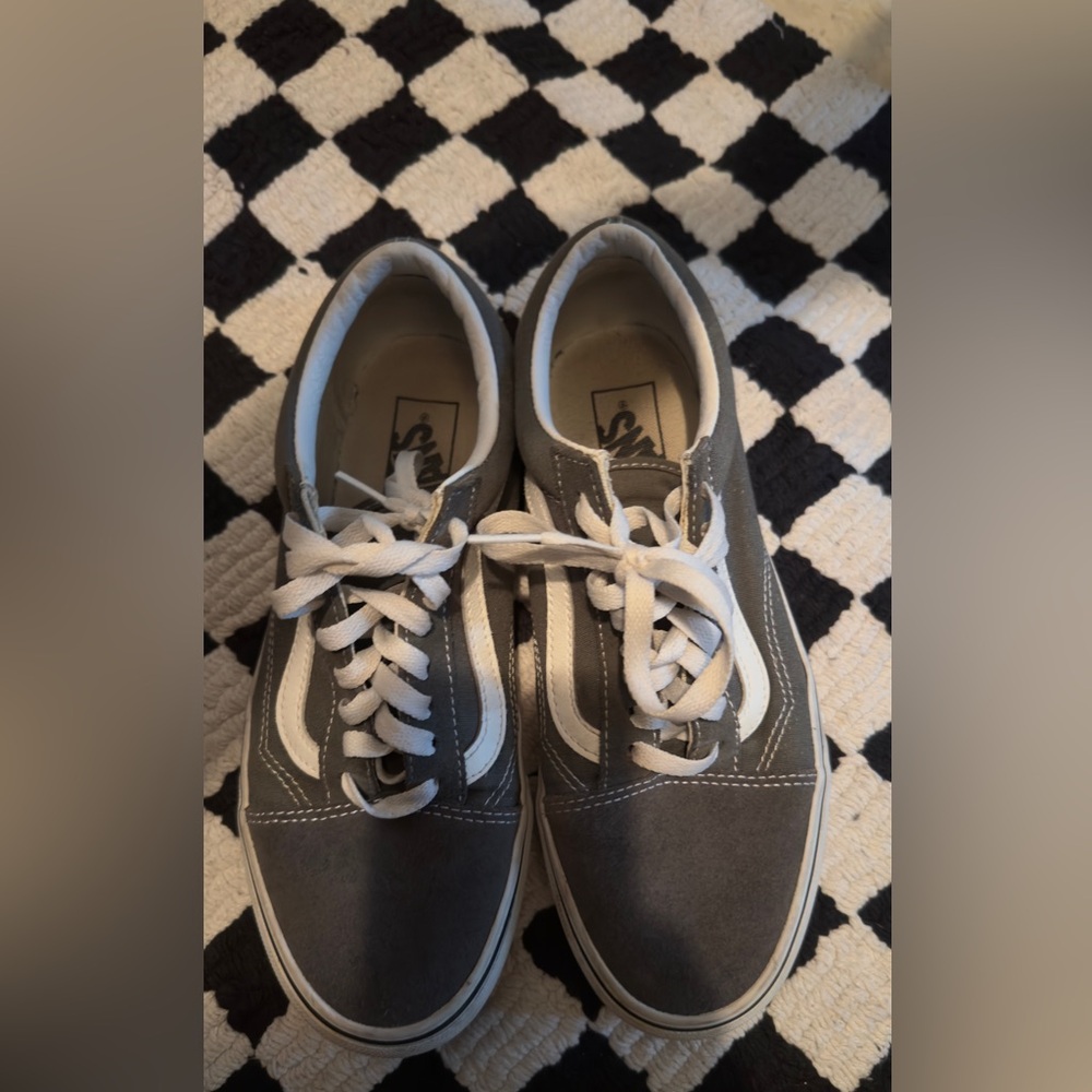 Vans Gray and White Low-Top Sneakers with Vulcanized Soles